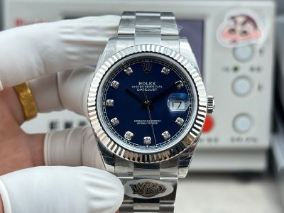 WKD Factory Rolex Datejust 3235 Movement 41mm Diamond Markers Dark Blue Oyster Watch